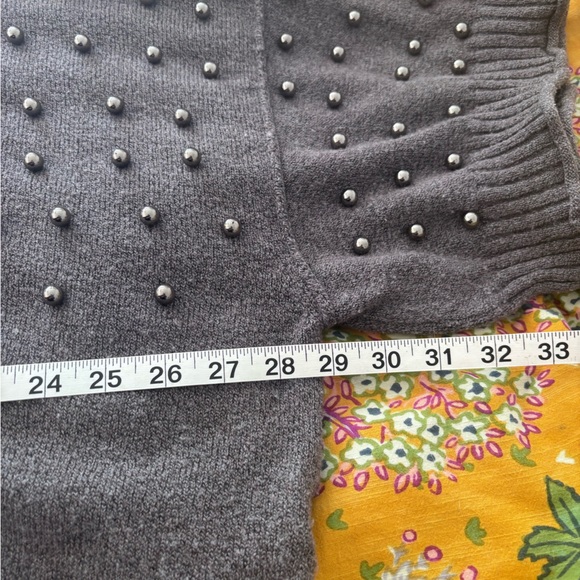 Anthropologie Goldie 3/4 Sleeve Studded Sweater, Size XL, Gray - Picture 7 of 9